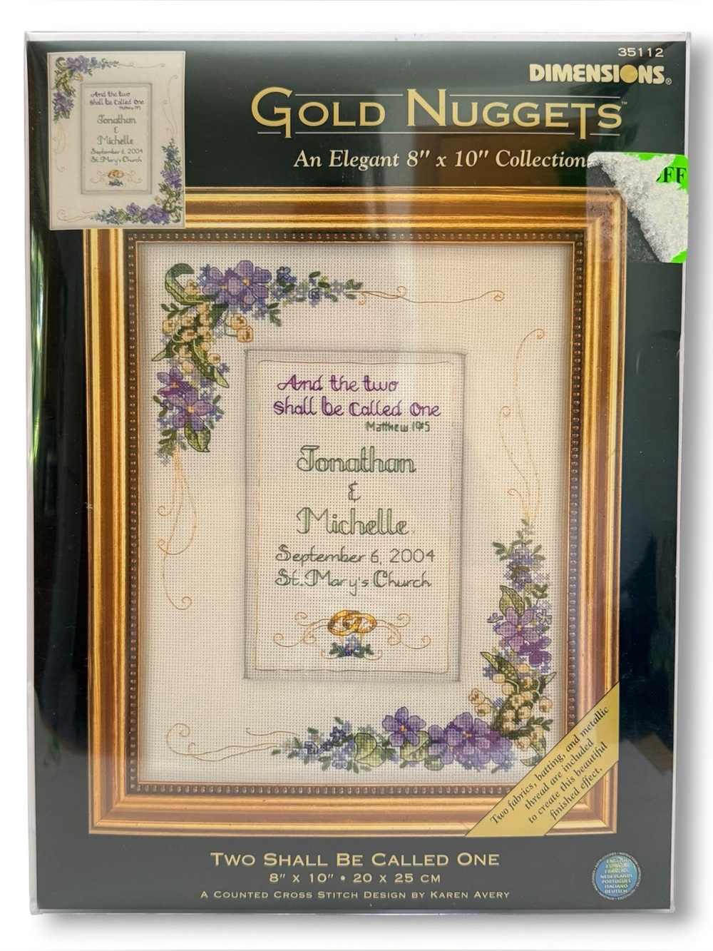 Dimensions "Two Shall Be Called One" Wedding Floral Cross Stitch Kit 35112 NEW